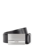 HUGO BOSS ITALIAN-LEATHER BELT WITH LOGO-ENGRAVED PLAQUE BUCKLE
