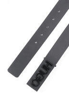 HUGO BOSS SMOOTH-LEATHER BELT WITH GUNMETAL-EFFECT REVERSED LOGO